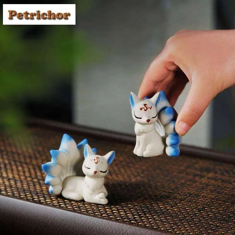Yixing Purple Clay Nine Tailed Fox Pet Retro Lucky From
