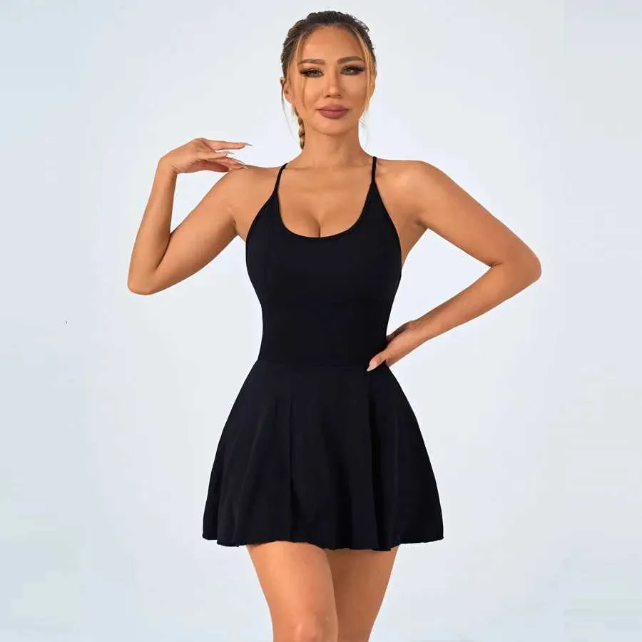 womens tennis dress with shorts Women's Tennis Dress with Built-in Shorts Scalloped Black Golf Dress R Attraco