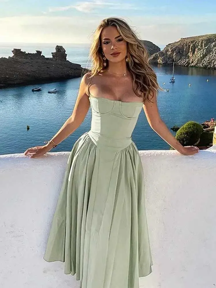 solid dress for ladies Sleeveless Tie Waist Maxi Dress For Women - Casual Solid Color A Line Sun Dress With Pockets