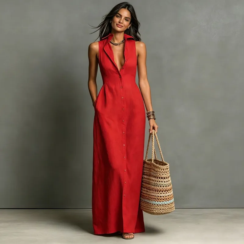 sack dress formal Casual Long Linen Solid Color Sleeveless... From Cloudx22, Rs.3,144.28 In Bulk ISDRESSY