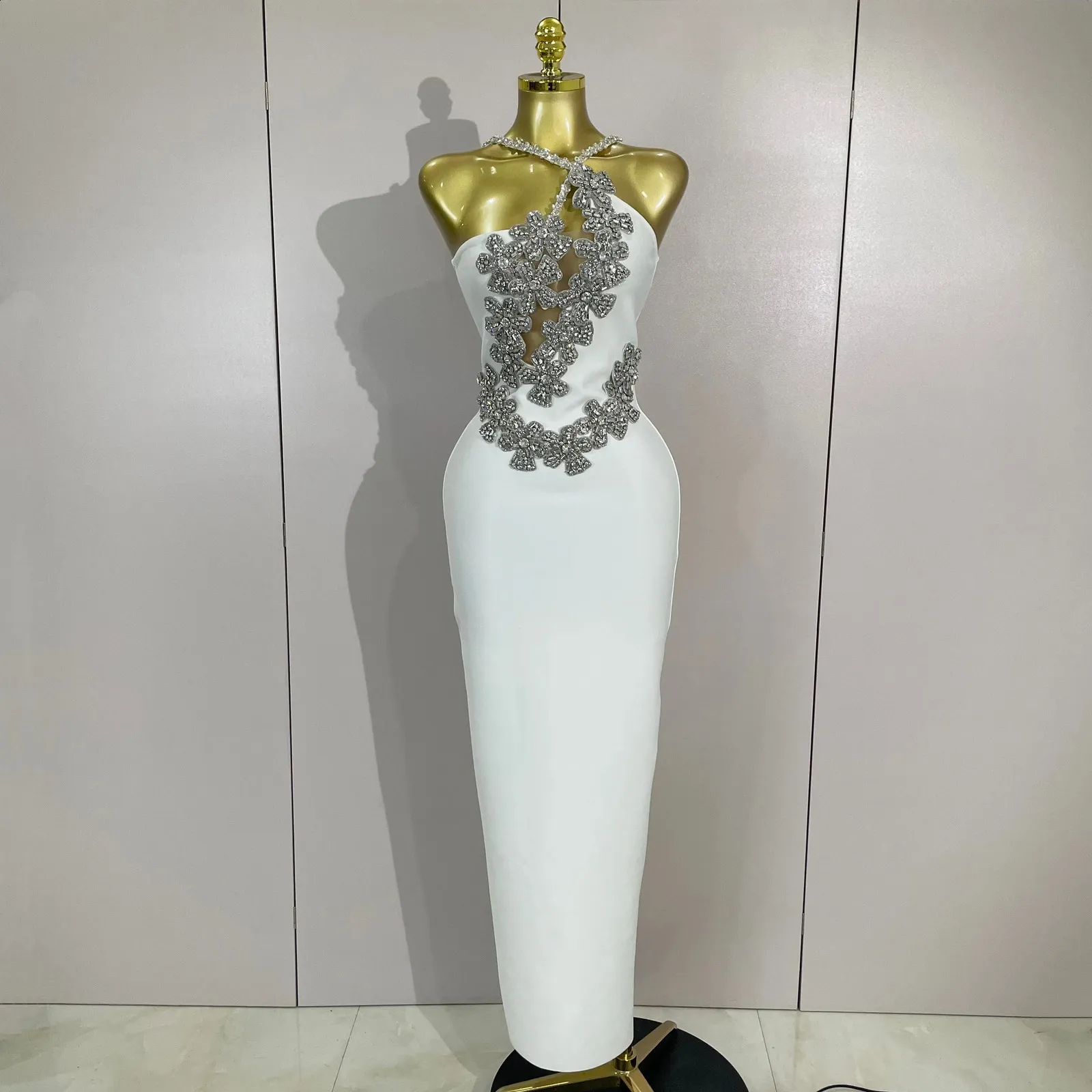 white bodycon birthday dress Sparkling Crystal Diamond Beaded Sexy... From Lu04, Rs.6,777.25 In Bulk Hits upper thigh. sequin maxi dress ASOS DESIGN Tall satin Color:SEAGLASS