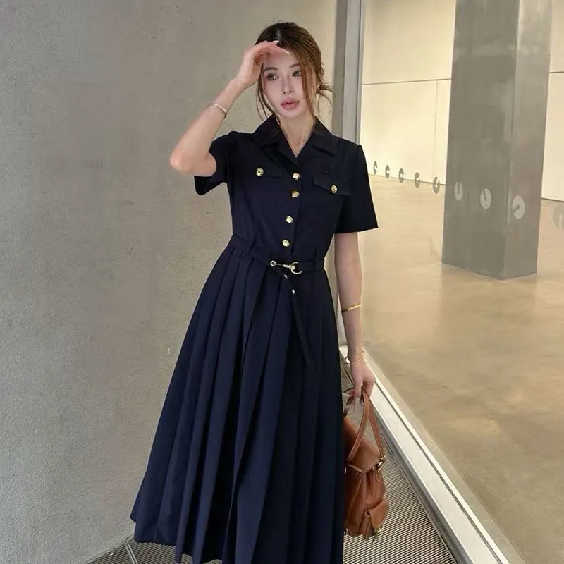 designer shirt dress womens S Blue Long Sleeve Midi Shirt Dress