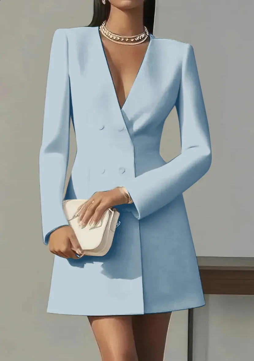 double breasted long sleeve blazer dress Womens Double-breasted Long Sleeve Blazer Dress