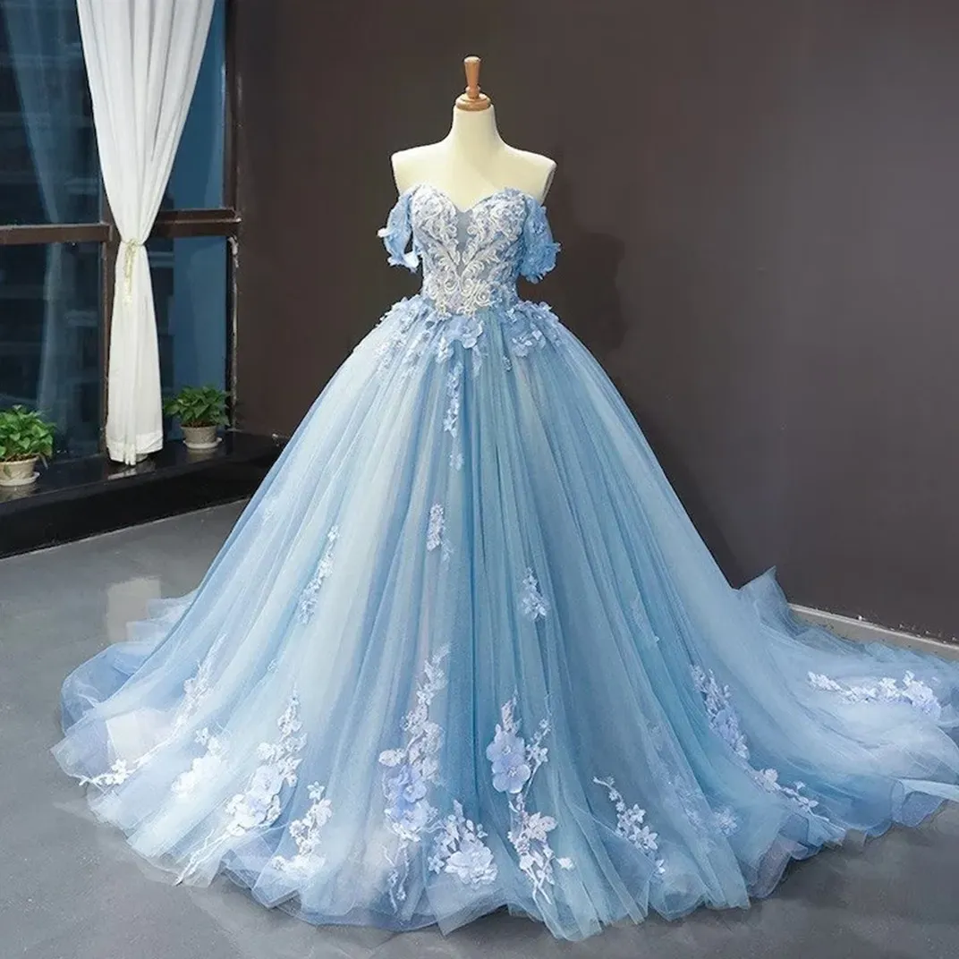 big puffy blue dress Gradient Strapless With Vertical... From Y0937, Rs.28,446.18 airy skirt The upper