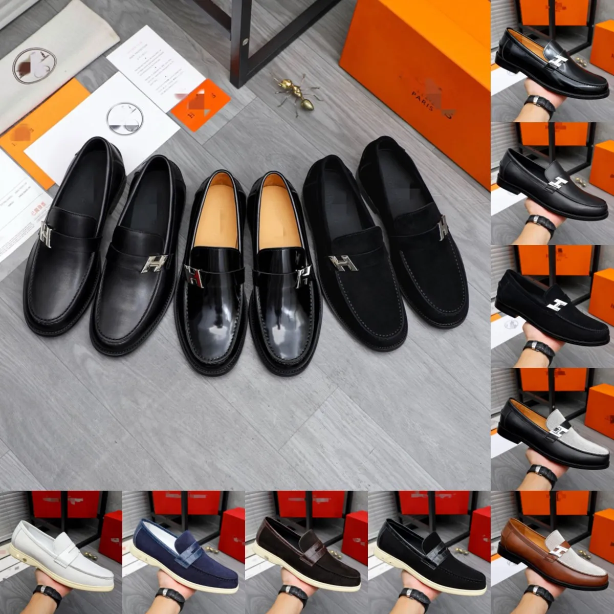 Wholesale Natural Leather Loafers Men Metal Chain Slip On Flats Casual Round Toe Wholesale Designer Mens Patent Leather Loafers 2026... At  main image 2