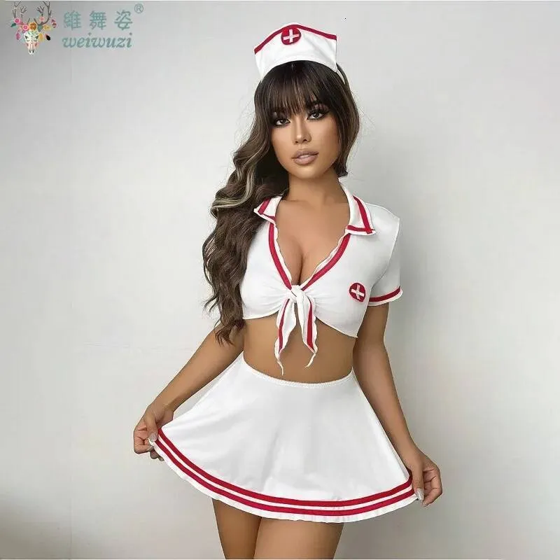 sexy short nurse dress Nurse Costume Sexy Carnival Women White Short Dresses Outfit 4 Pieces