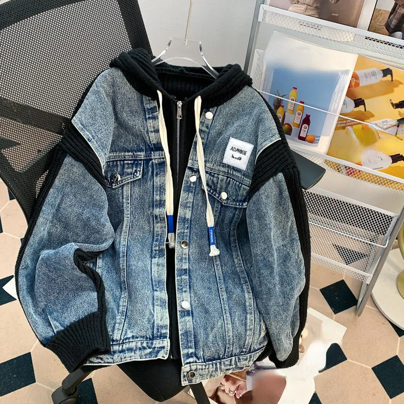 Japanese Vintage Y2k Jackets Hooded Knit Patchwork From Pong01