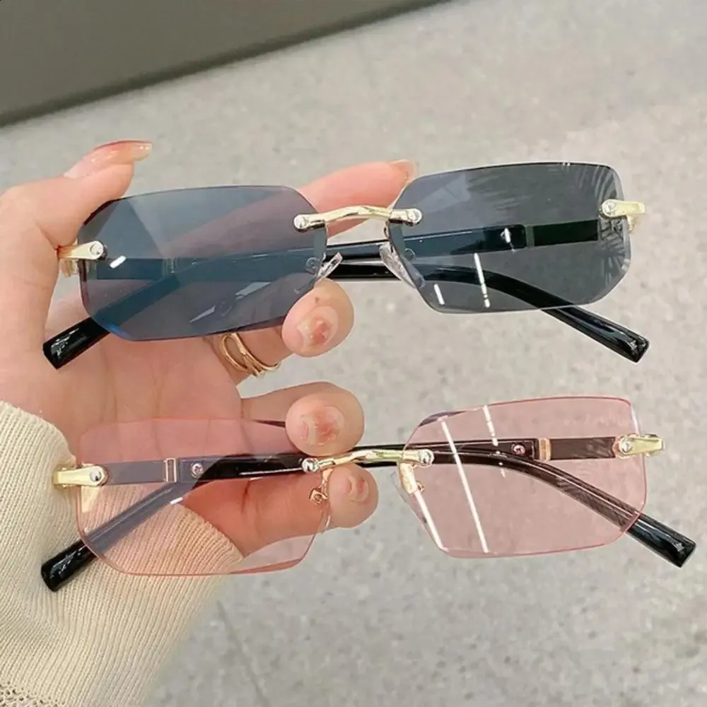Retro UV400 Protection Rimless Rectangle Sunglasses... From  display picture 3