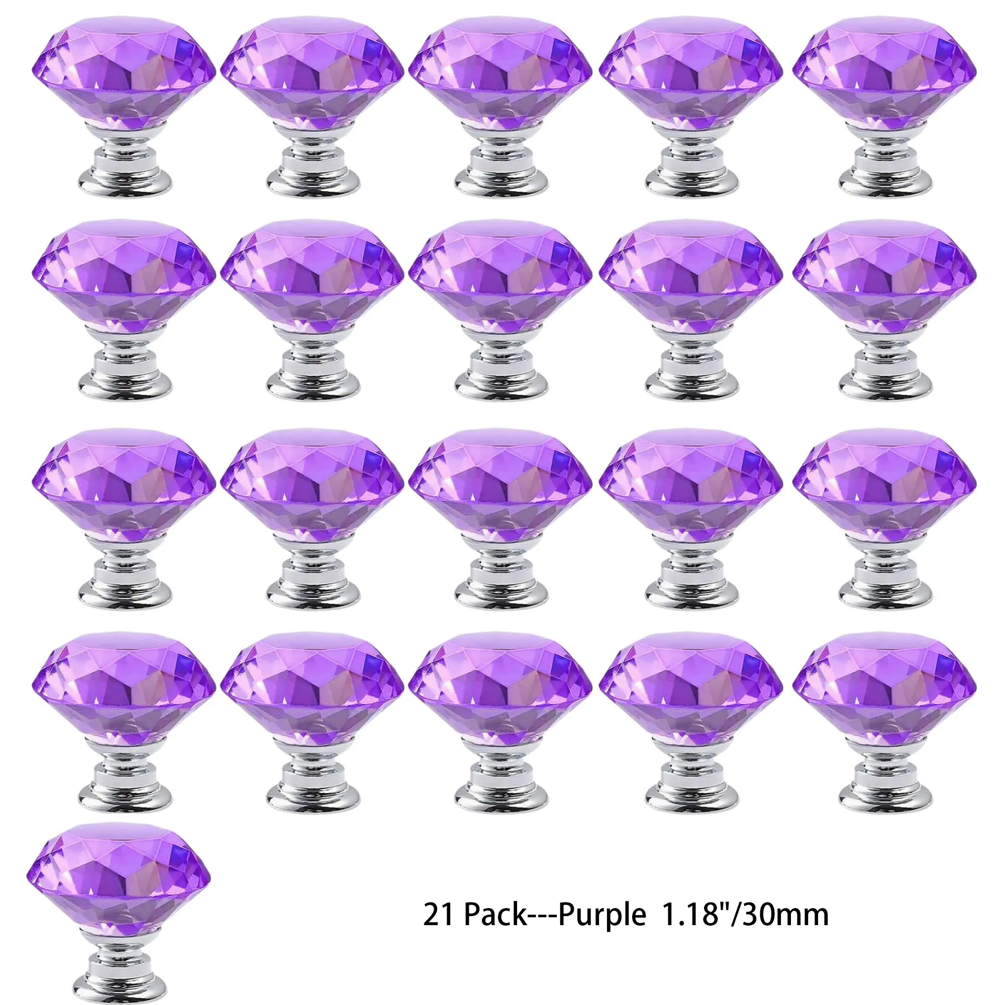 purple dresser knobs Designer Purple Drawer Blue Pottery Knob With White Flower Silver / 1.50"