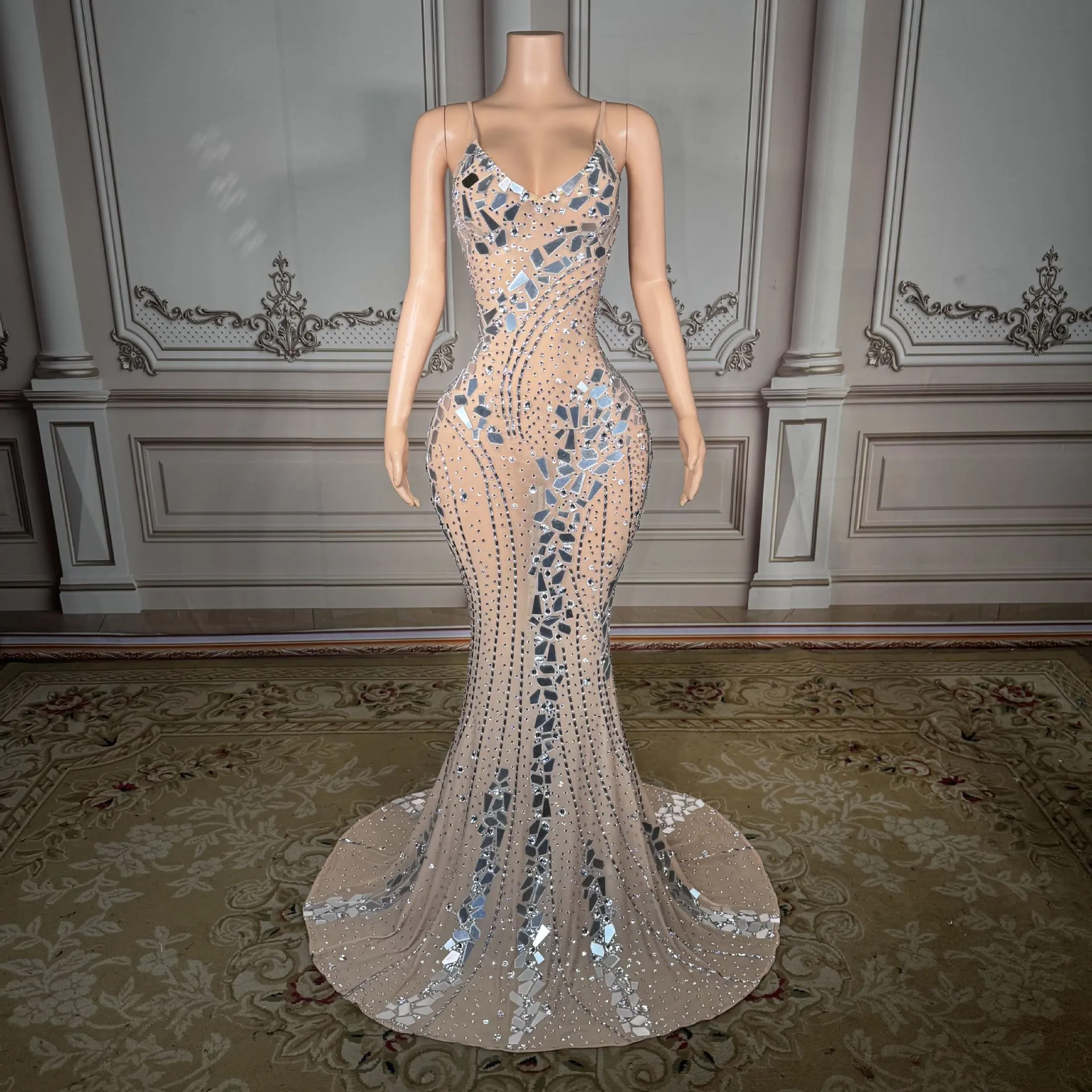 Sexy Luxury Champagne Prom Pageant Dress V Neck... From Donnaweddingdress17, Rs.17,372.89