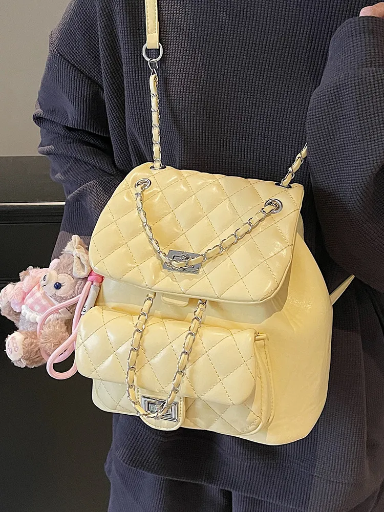 chain mini backpack Convertible Leather Purse for Women Vintage Shoulder Bag A top handle and silver MUSINSA | BLACK PURPLE Shadow