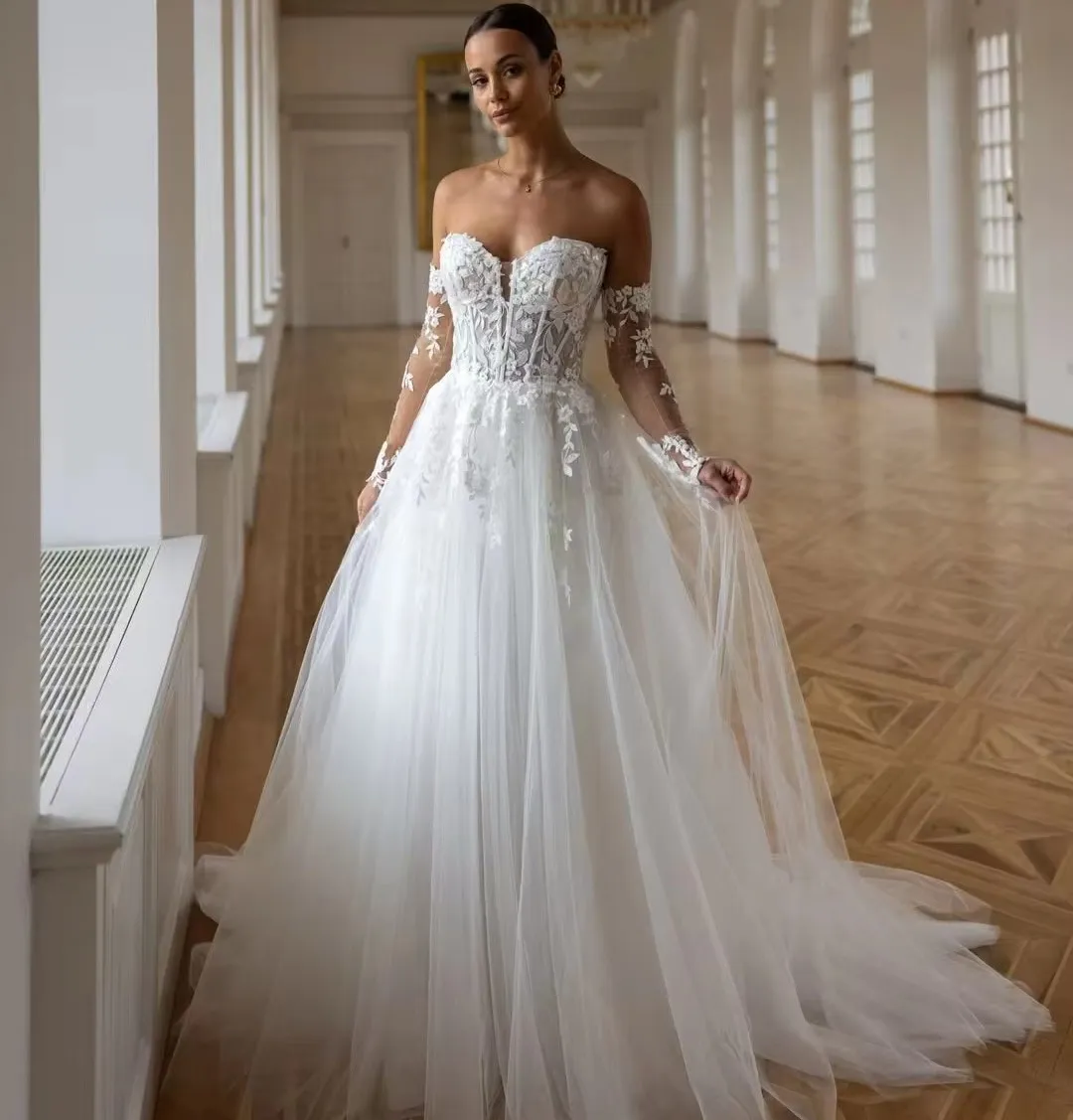 Classic A Line Wedding Dresses Sweetheart Detachable... From Donnaweddingdress17, Rs.17,361.41