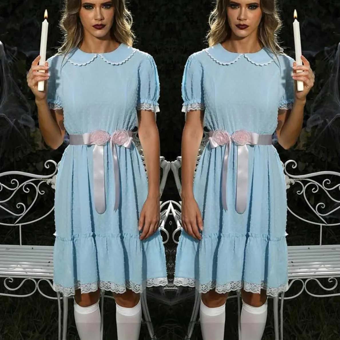 grady twins blue dress Amazon.com: CR ROLECOS The Grady Twins Costume for Kids Girls Blue Creepy Sister Scary Doll Dress Halloween Party A150 : Clothing, Shoes & Jewelry