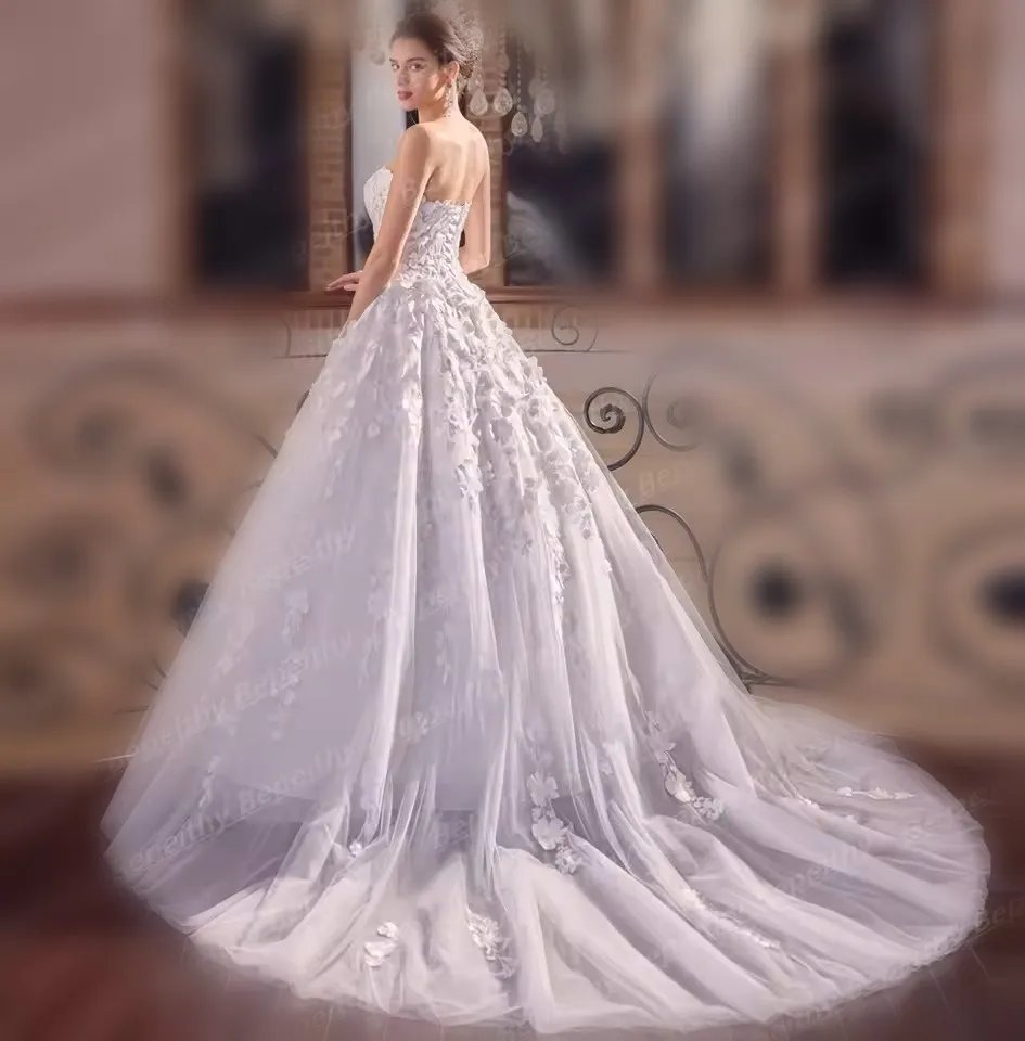beach wedding dresses size 16 Gorgeous Tulle A-line Backless Boho Floral Appliques Beach Wedding Dre   Simidress