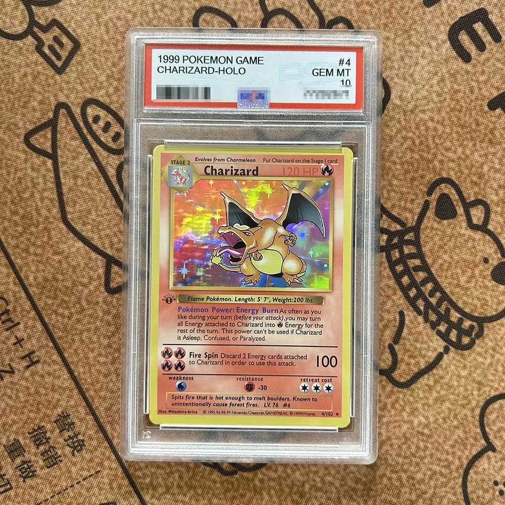 pokemon card charizard 4/102 Single: Base Set (1999) Holo DMG – Double Infinity Gaming Fire Fire Spin (100) Discard 2 Energy cards attached to Charizard in order to use this attack. Charizard #4/102 Shadowless 1st Edition