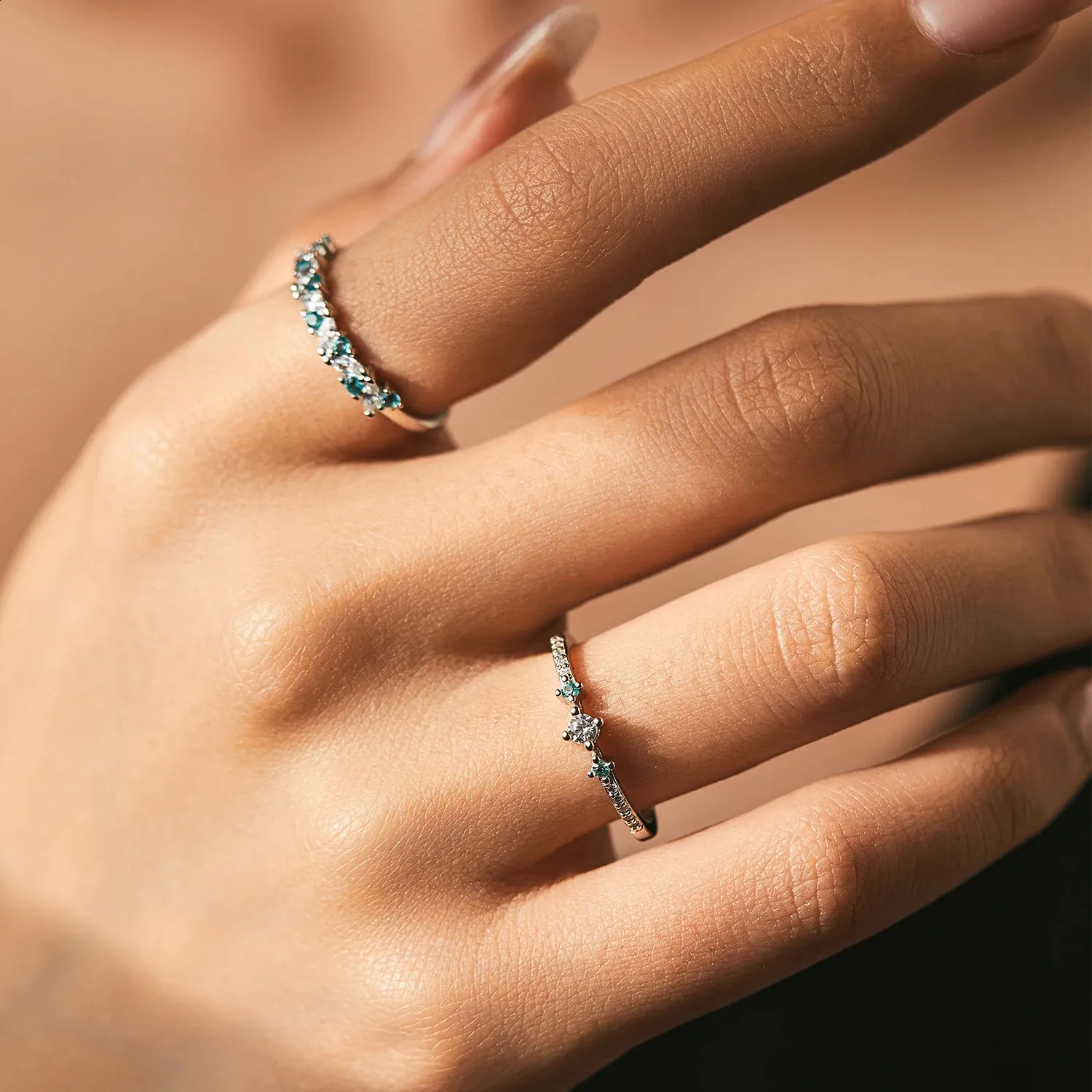 MODIAN 925 Sterling Silver Exquisite Band Paraiba From Linjun07