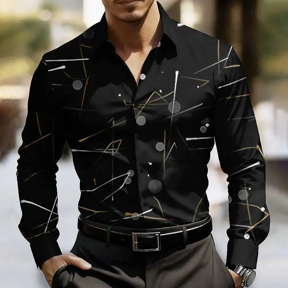 Men's Geometric Dress Shirt, Abstract Art Pattern, 3D... From Tineig ...
