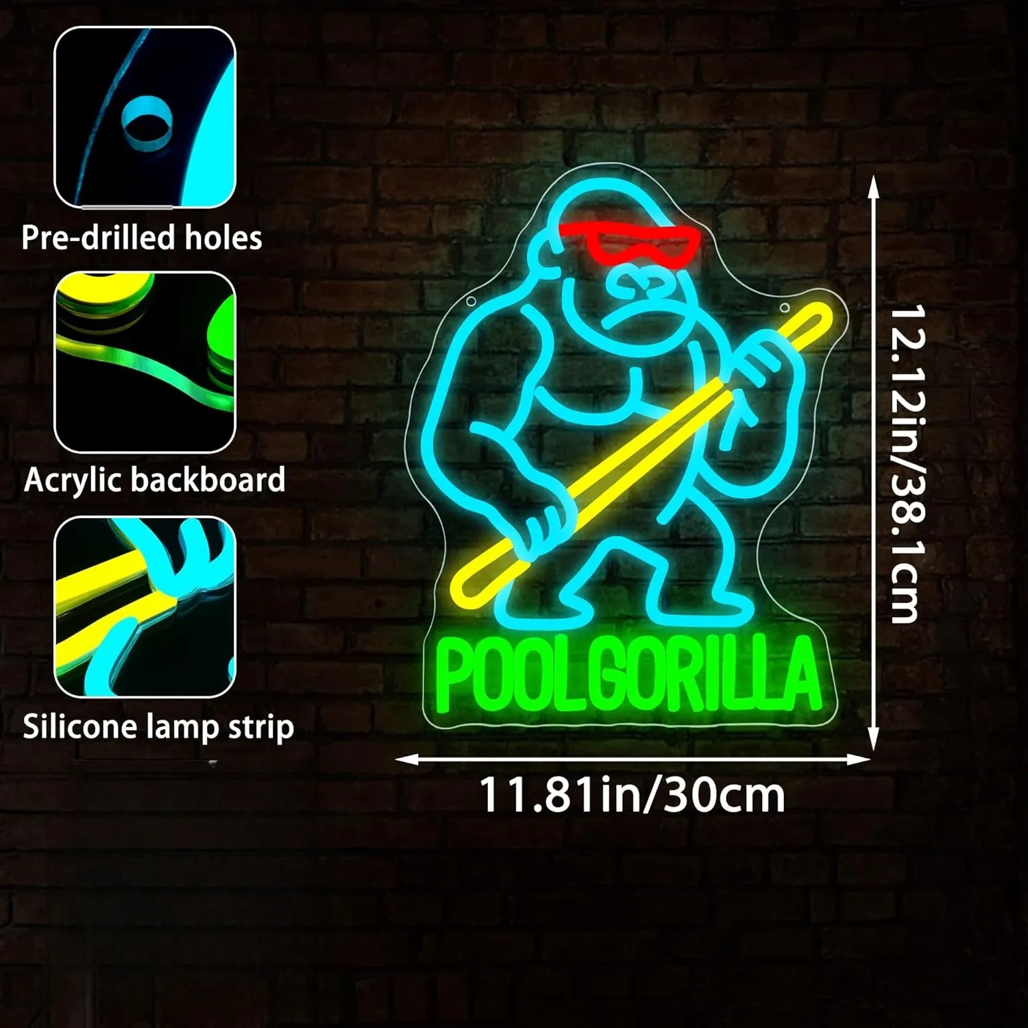 Rgb Led Bulb 7 Color Code Billiard Pool Gorilla LED Neon Light Sign, USB... From Elidius, $19.54 ...