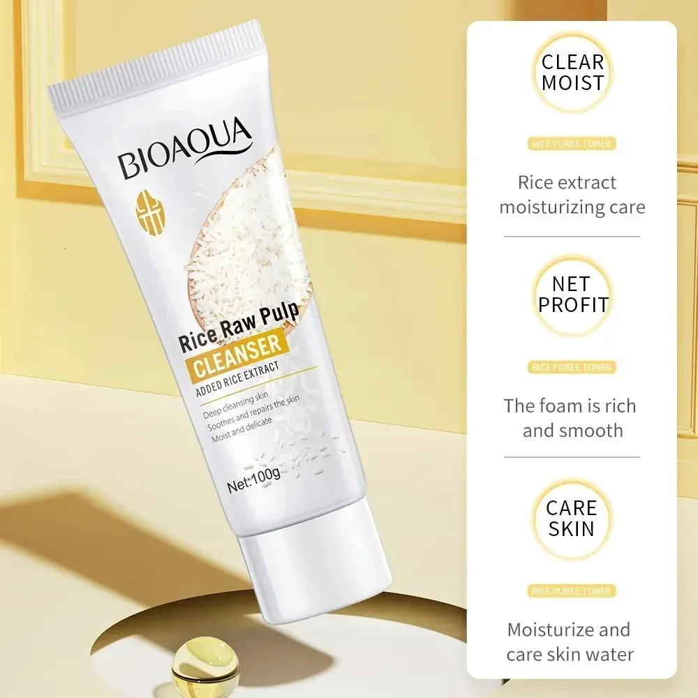 Lathering Effect Image BIOAQUA Rice Raw Pulp Facial Cleanser Face Wash Foam... Face Masks ...
