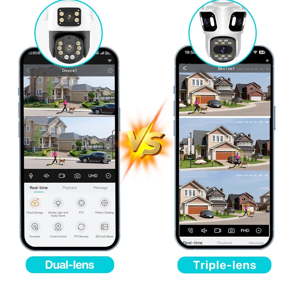 Three Lens PTZ IP Security Camera Outdoor, HD WiFi... From Jiao10 ...