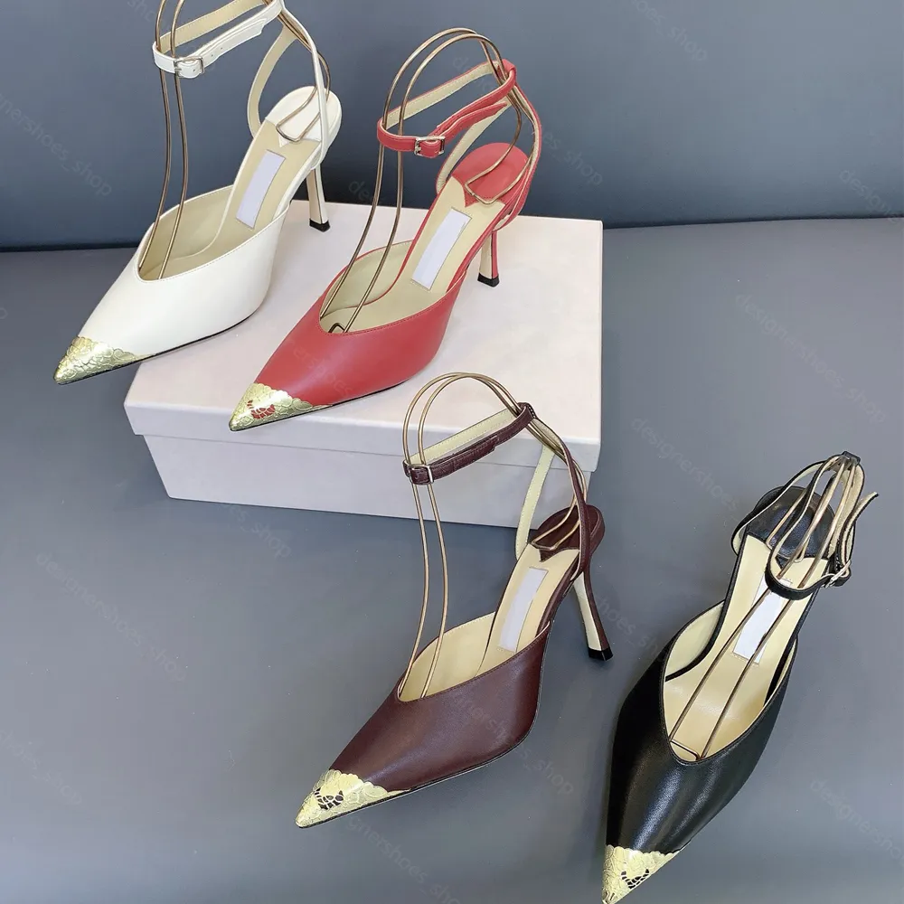 Metal Pump Texture Luxury Metal Lace Arigato Cap Toe Slingback High... Sandals | DHgate