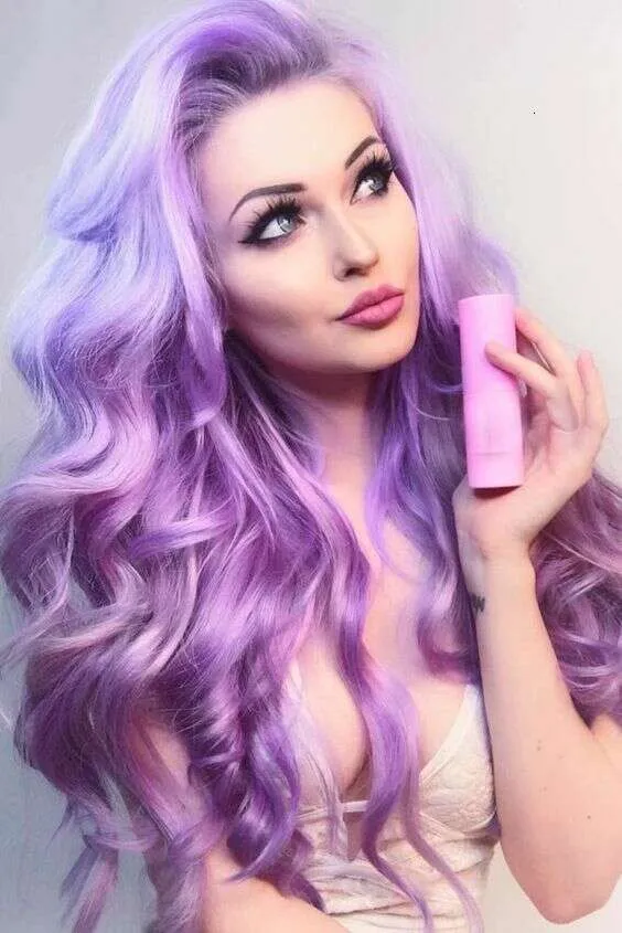 Long Curly Purple Lace Front Wig: Deep Wave Style, Premium  display picture 2