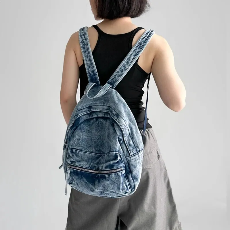 Vintage Washed Denim Backpack - Womens Trend Tie-Dye College