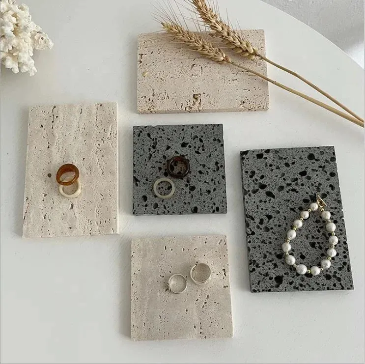 Jewelry Display Stand: Beige Marble Po Cave Stone Cases For