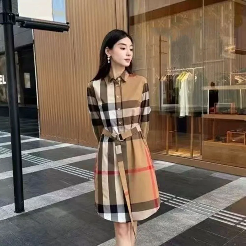 Save Big on Bulk White Dress Size 24 Basic & Casual Dresses Designer 24SS  Luxury Brand Ladies Shirt Dress Fashion Slim Classic Striped Belt High ...