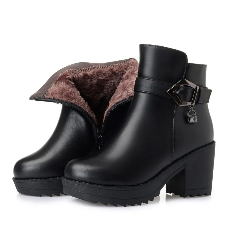 Women's Genuine Leather Ankle Boots - Warm Wool Lined, High Heel Dress Boots  for Winter from Dhgate Boots - price 56.89
