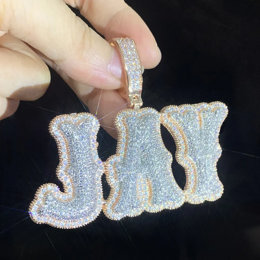 Hip Hop Custom Bubble Bone Letter Pendant – 39% OFF, Real Gold Plated Zirconia Necklace