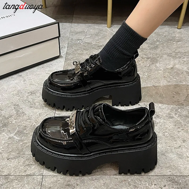 Platform Loafers: Womens Spring Casual Lace-Up Oxford Shoes