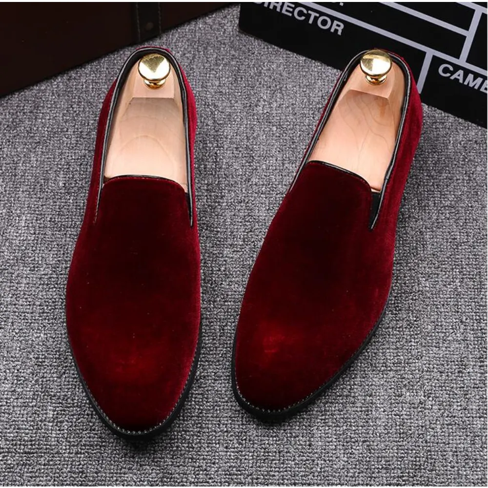Red velvet mens dress shoes on sale