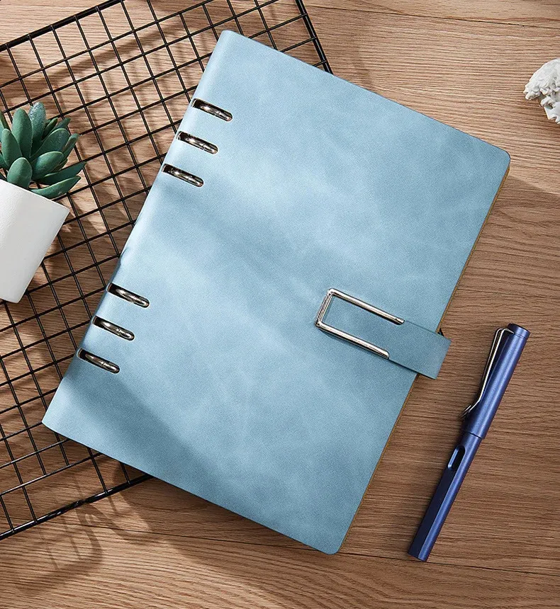 A5/B5 Loose-Leaf Notebook: Simple Business Soft Leather Cover with ...