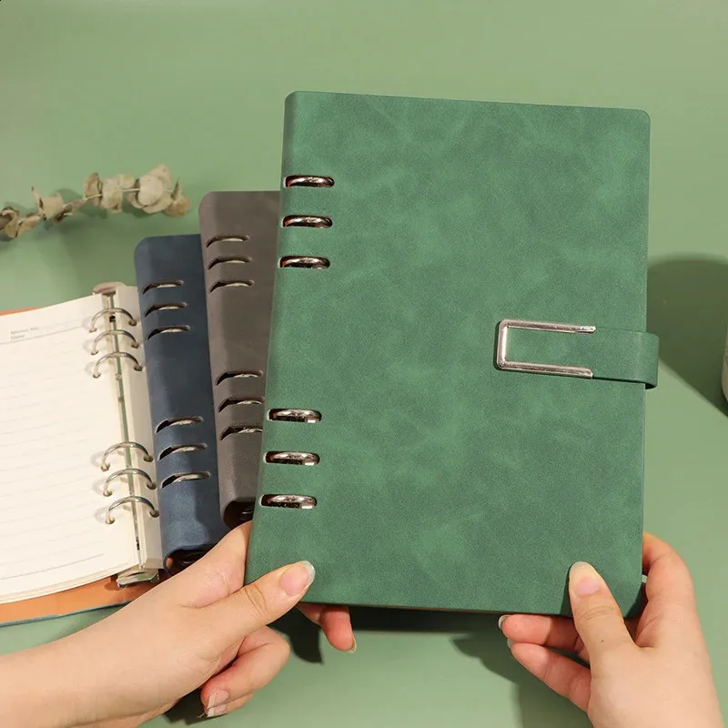 A5/B5 Loose-Leaf Notebook: Simple Business Soft Leather Cover with ...