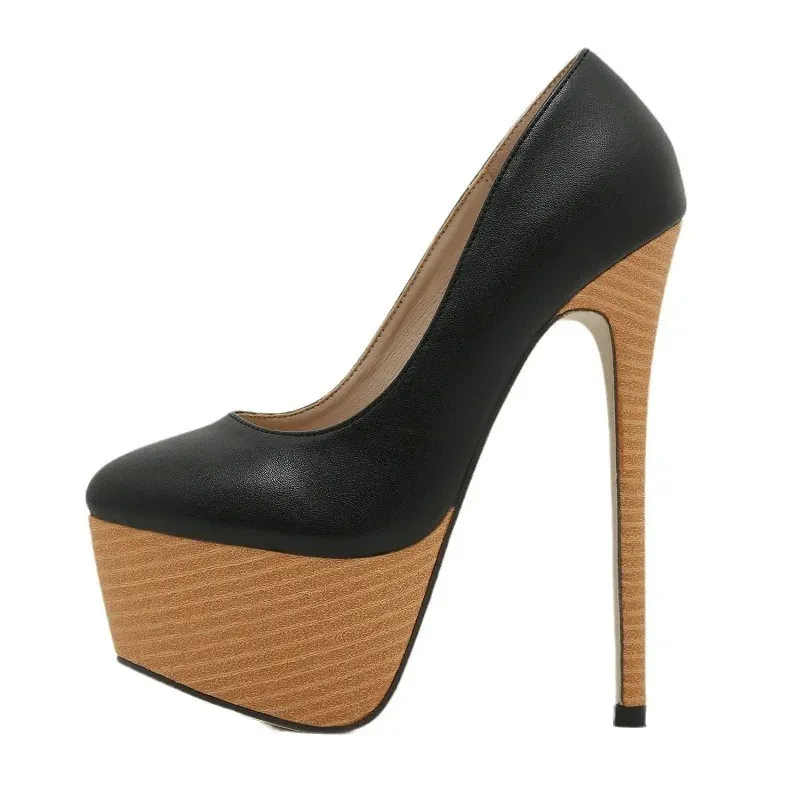 Womens 16CM Wooden Platform High Heel Pumps - Spring Autumn