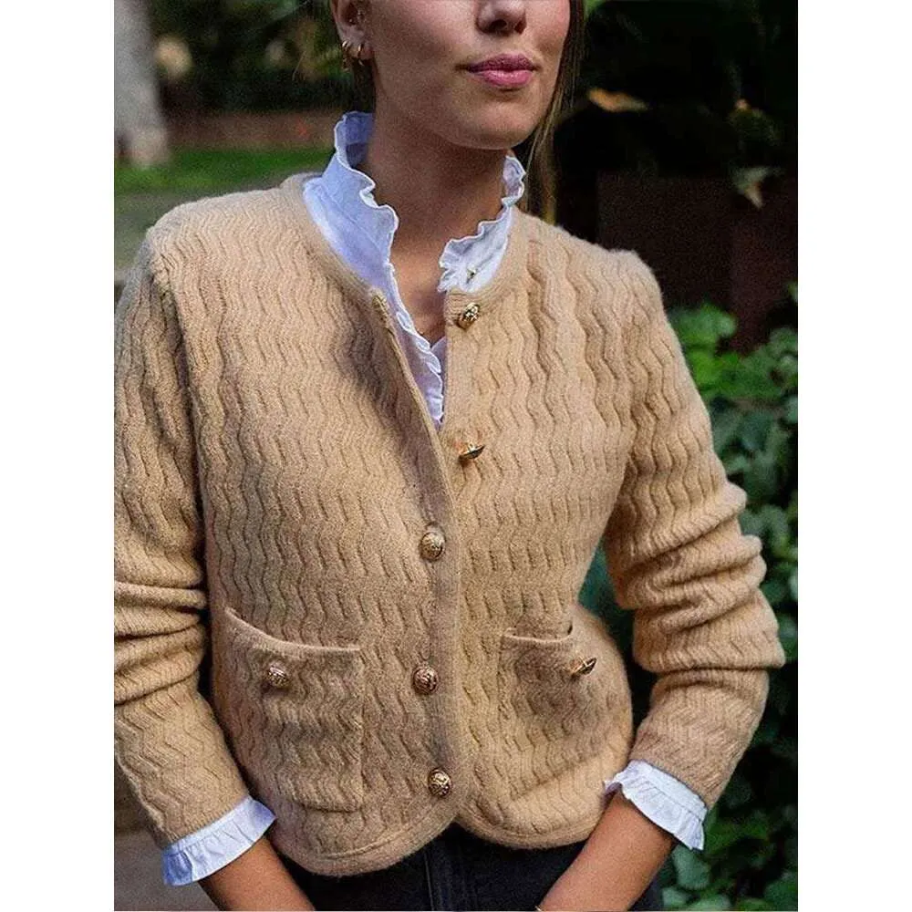 Cardigan Donna Autunno Inverno – Maglione Lungo Con Scollo A V, Bottoni Dorati, Maniche Lunghe, Vestibilità Regolare (Taglie S/M/L)