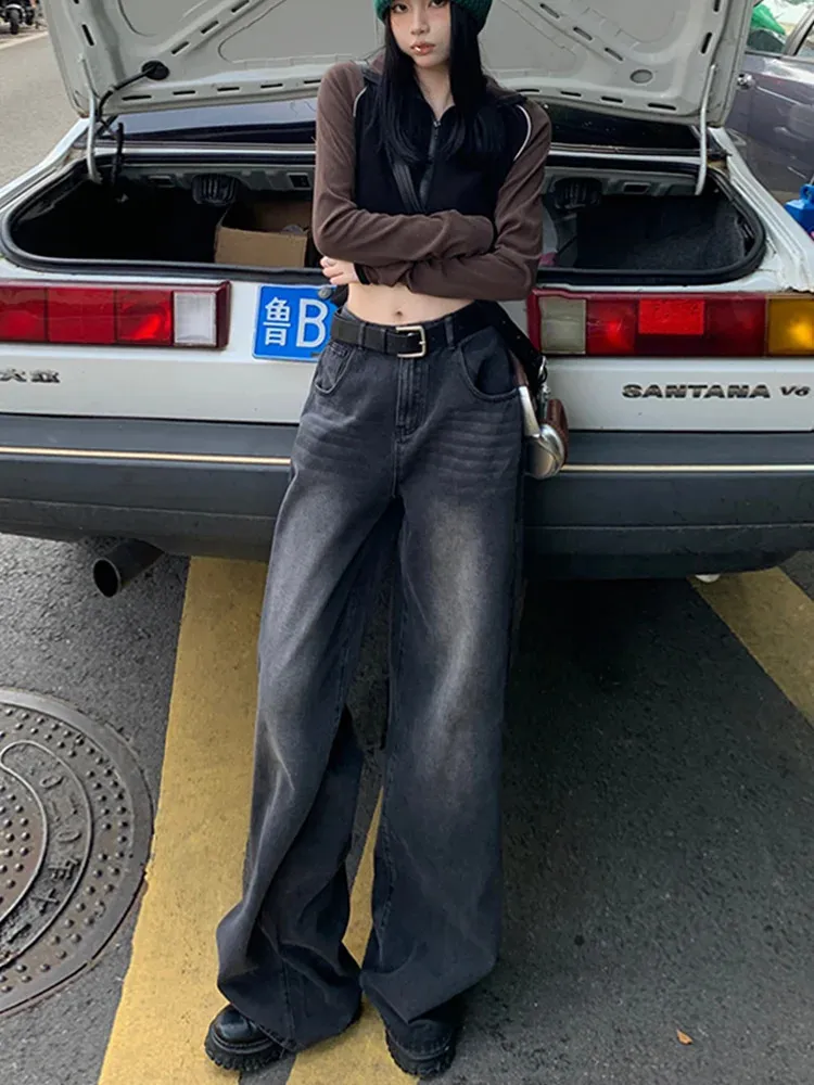 Wide Leg Trousers Jeans: High Waist Baggy Denim for Y2k