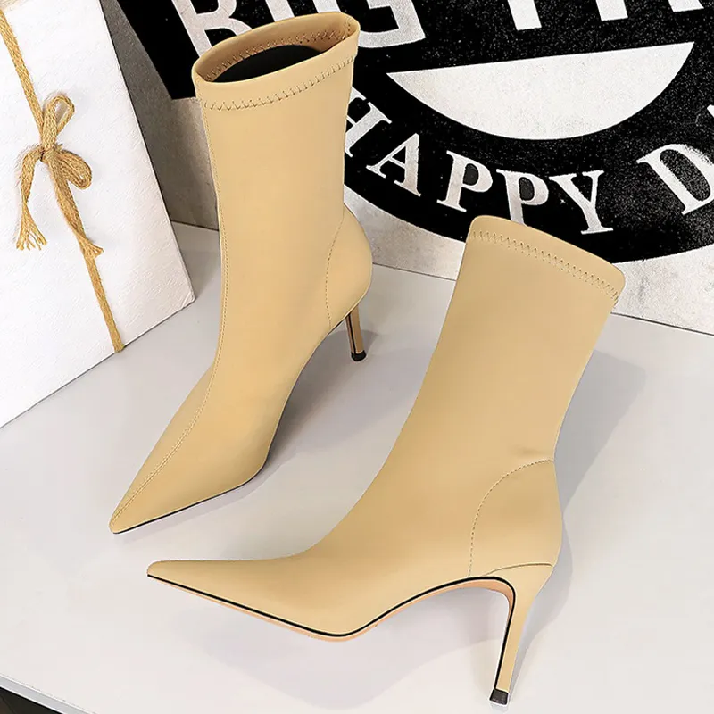 Elegant Stretch Ankle Boots Pointed Toe: Stylish Womens High Heel