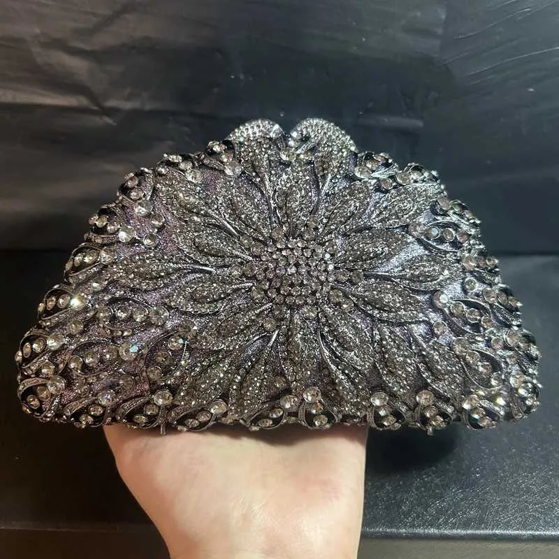 Accessorio Donna Festa Borsa A Tracolla Con Glitter E Strass - Pochette Elegante Da Sera Per Cerimonie E Feste Borsa Glitter Donna - 10