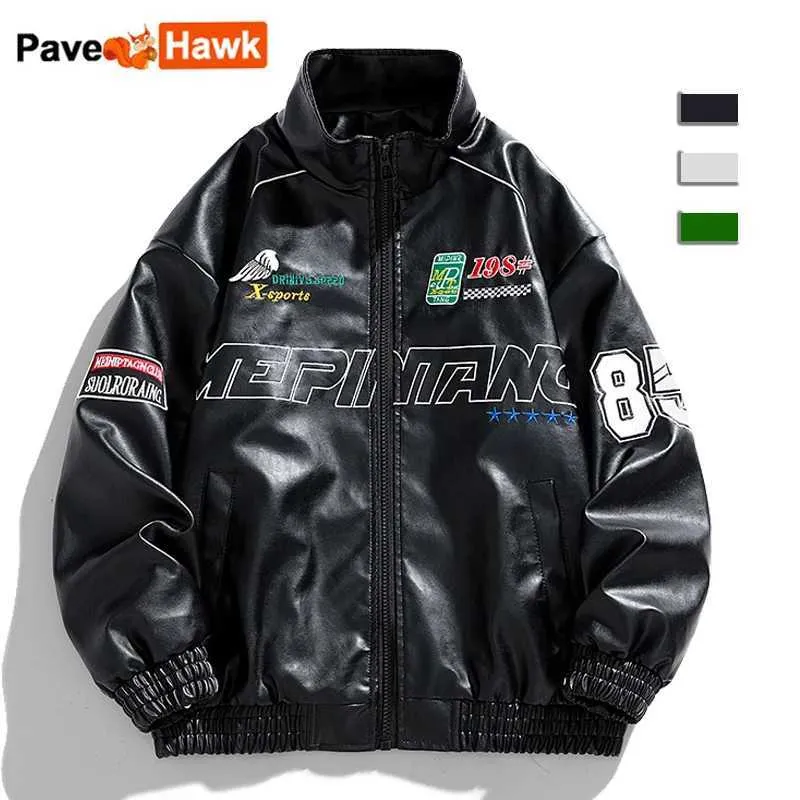 Mens Leather Bomber Avirex Leather Jacket With Hip Hop