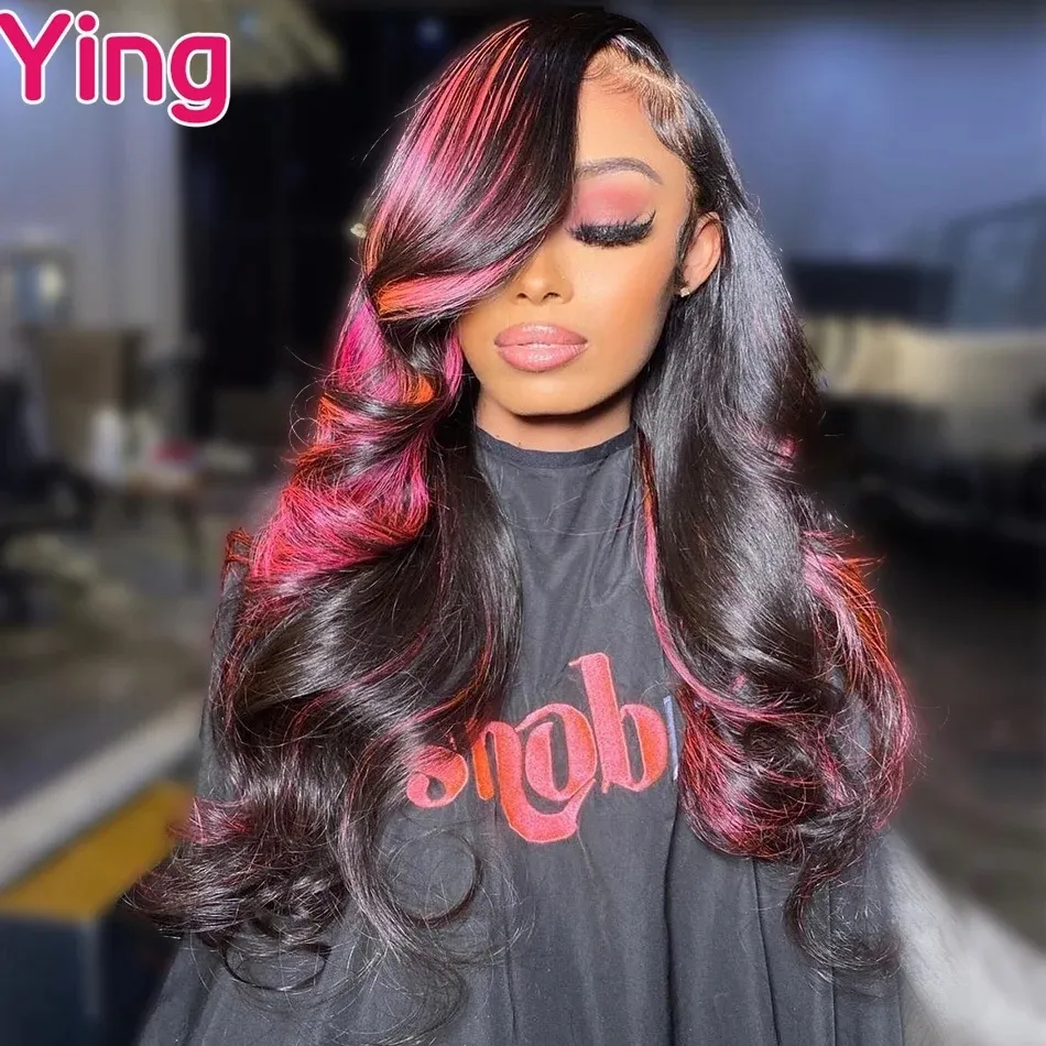Pink Lace Front Wig: 13x6 Lace Frontal Wig Body Wave Human  display picture 1