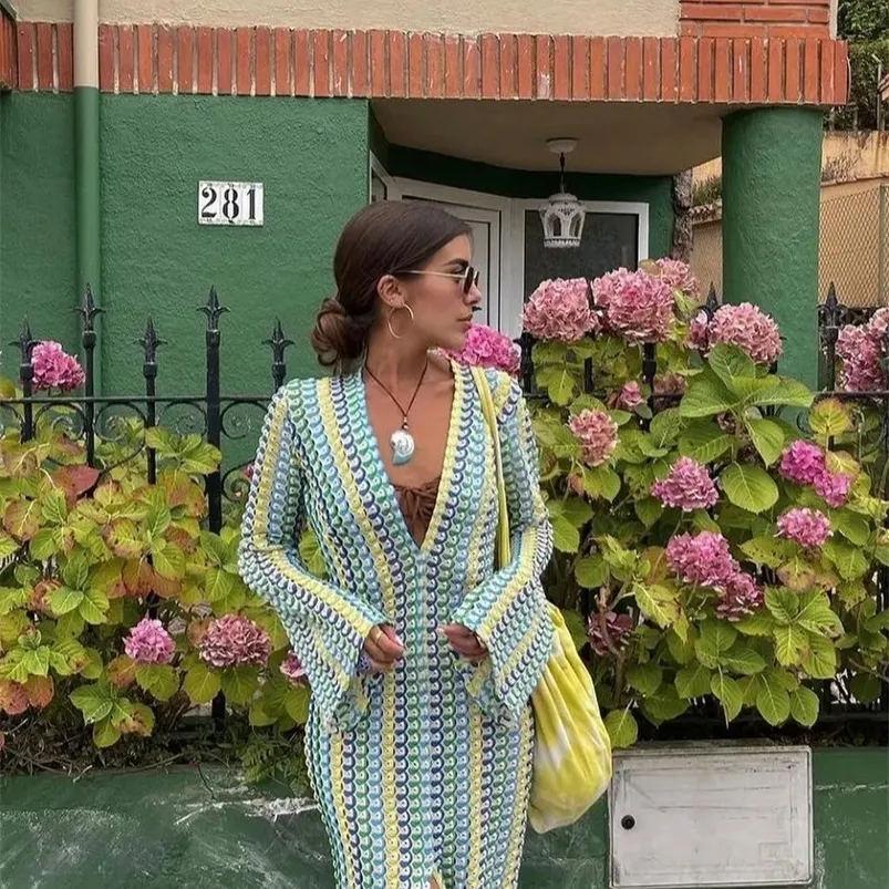 2022 Floral Print Sexy V Neck High Split Flare Sleeve Summer Maxi Boho Dresses 2022 Floral Print Sexy V Neck High Split Flare Sleeve Summer Maxi Boho Dresses