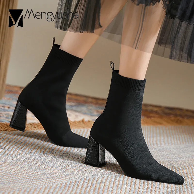 Dream Pairs Women's Retro Elastic Chelsea Ankle Boots Fashion Low Chunky Block Heel Pointed Toe Fall Heeled Booties Shoes, SDAB2314W, Nude Suede, Size