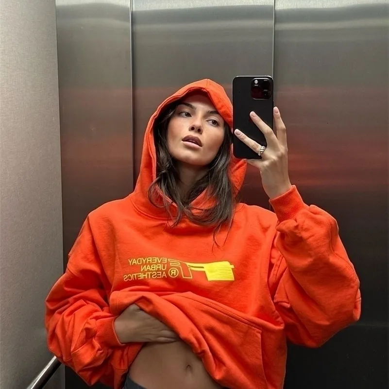 Red Harajuku Heat Oversized Gothic Hoodie for Women Y2K Streetwear