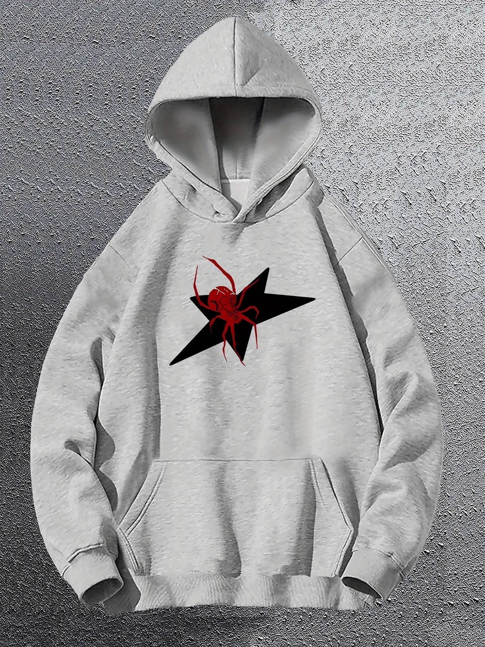Comfy Spider On Star Print Red Graphic Hoodie With Kangaroo Pocket Perfect For Outdoor Activities From Clothingg Vendor 11.9 DHgate.Com