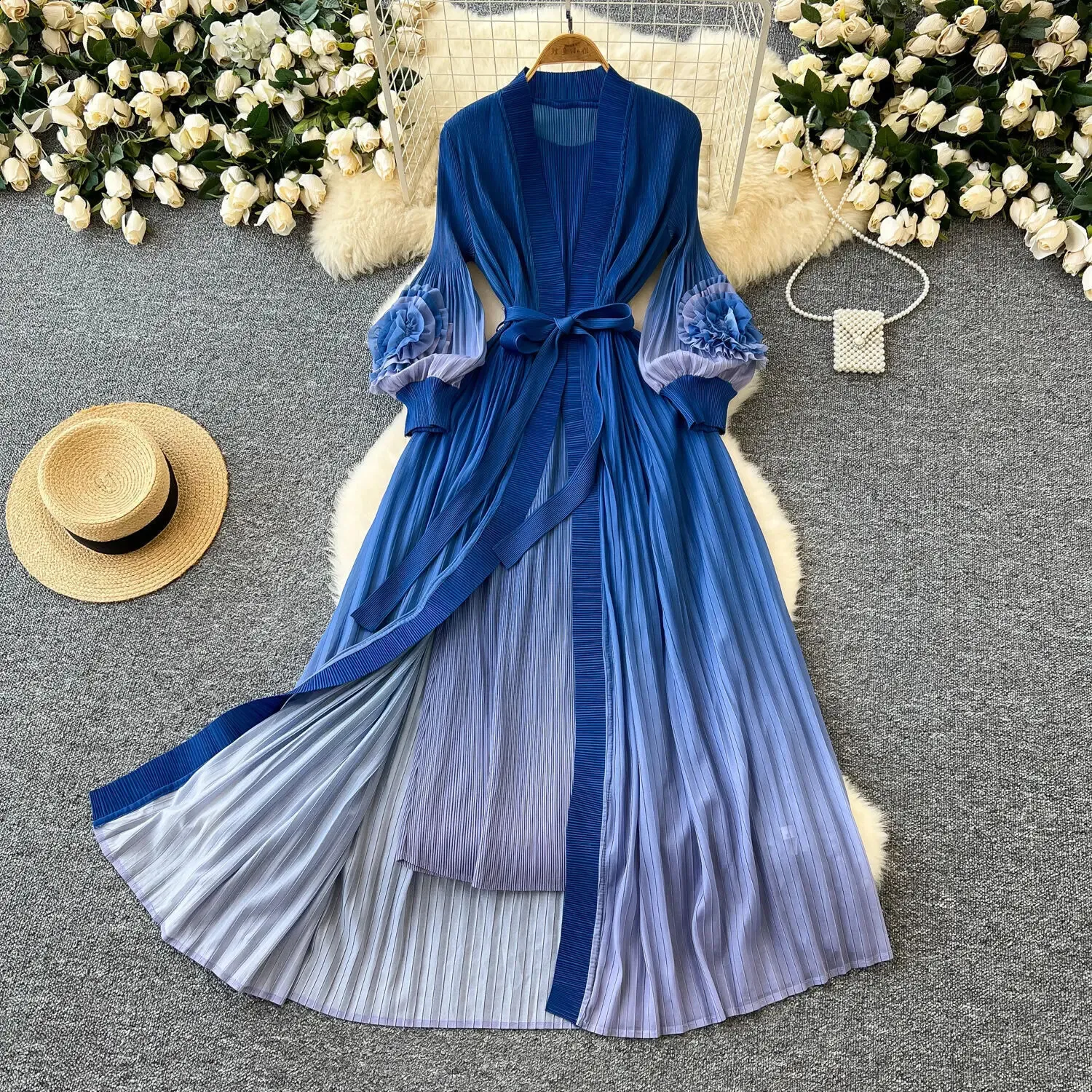Womens Floor-Length Chiffon Dress with Short Lantern Sleeves Autumn Korean  Style SM11551 from Dhgate Basic & Casual Dresses - price 93.7