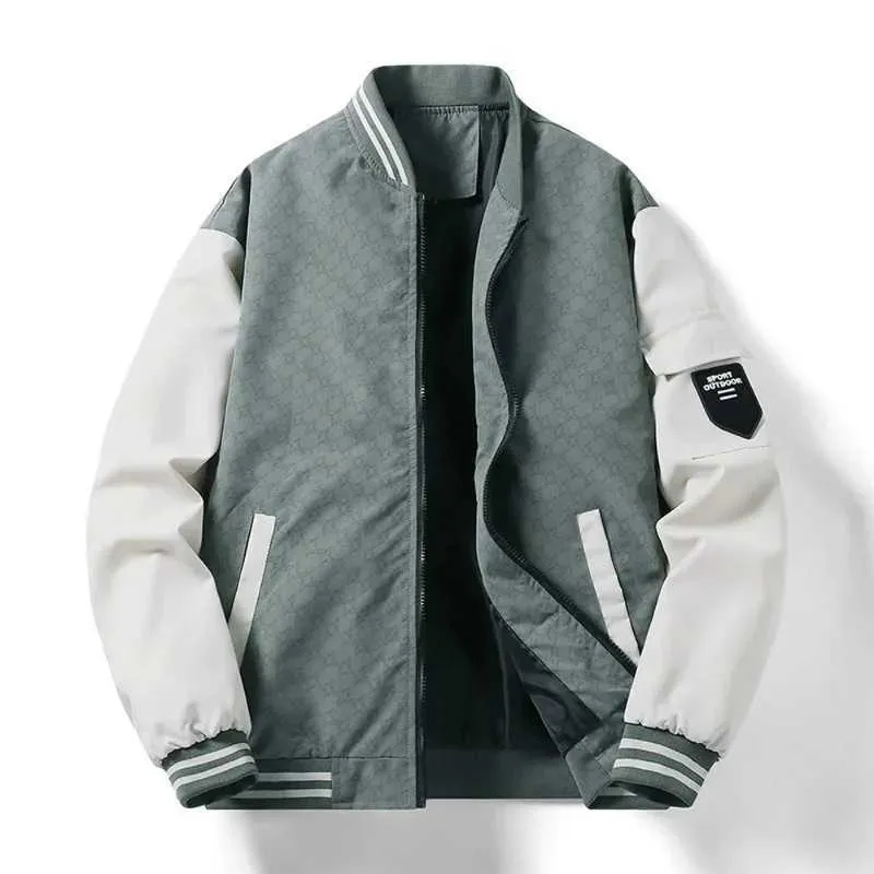 DHgate.com:Mens Striped Baseball Jacket with Zipper Pocket