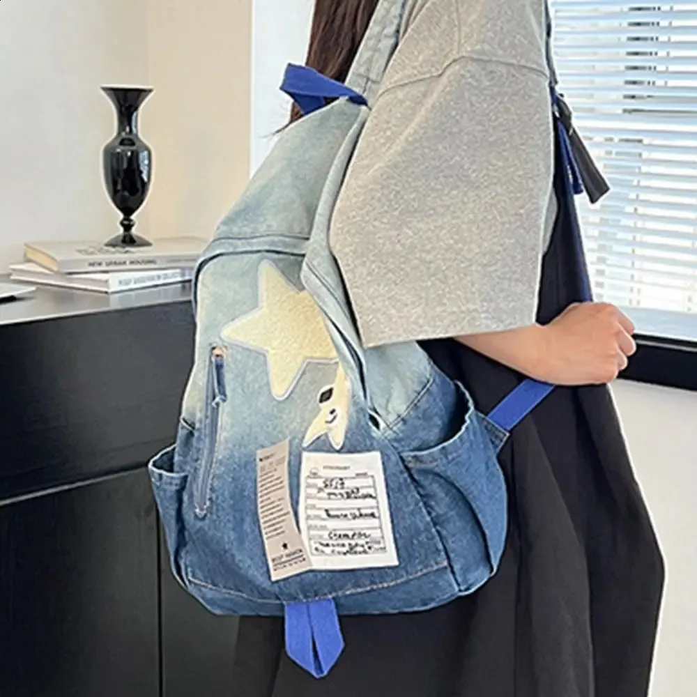 Wildfox Blue Star-Print Denim Drawstring Summer bag Backpack Wildfox | Bags | Blue Wildfox Backpack | Poshmark main image 2