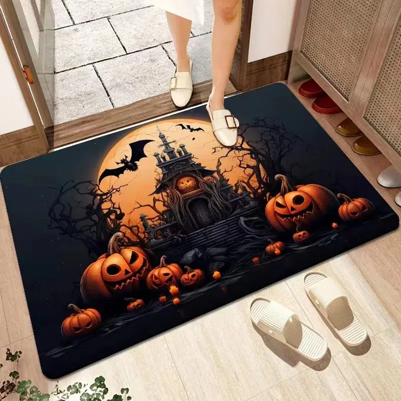 Pink Halloween Bath Mat - Cute Spooky Ghost Bathroom Rug, Non-Slip Absorbent Rug For Bathroom, Bedroom, Or Halloween Decor